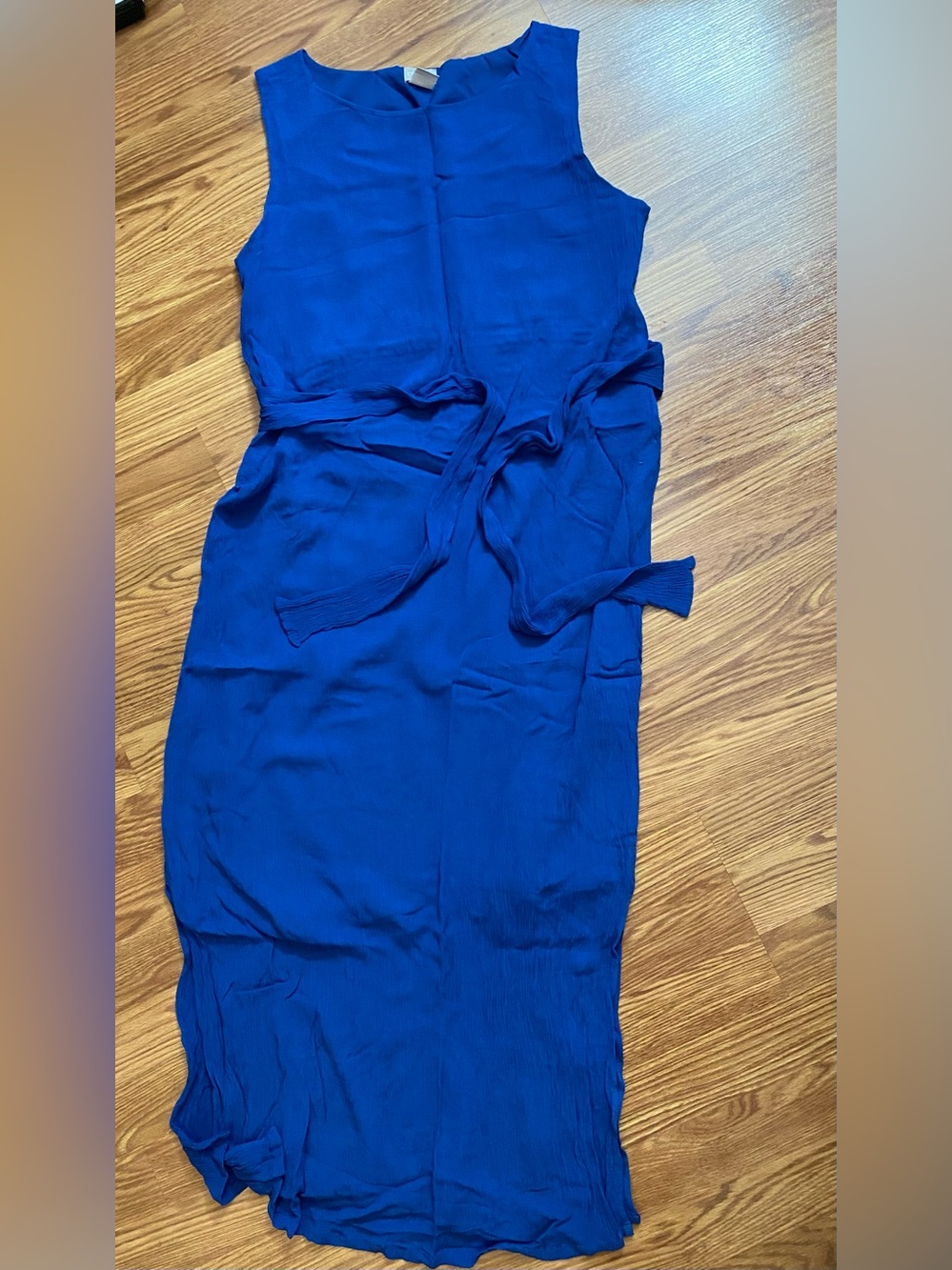 Chico's Sleeveless Cobalt Blue Tie-Waist Midi Dress